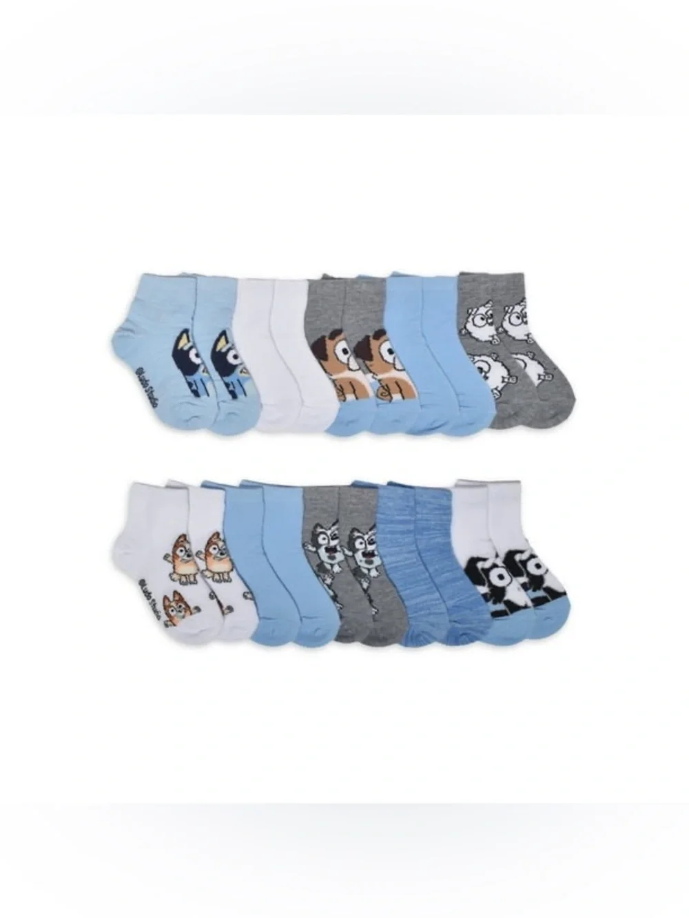 BLUEY BBC KIDS Cartoon Ankle Socks Pack - Blue, White, Gray Sz 4T-5T